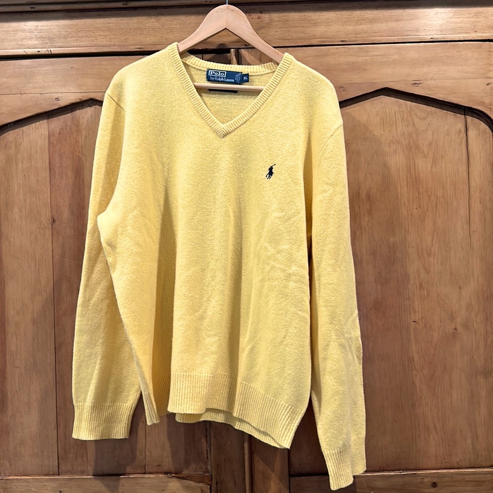 Polo by Ralph Lauren Yellow V Neck XL Sweater